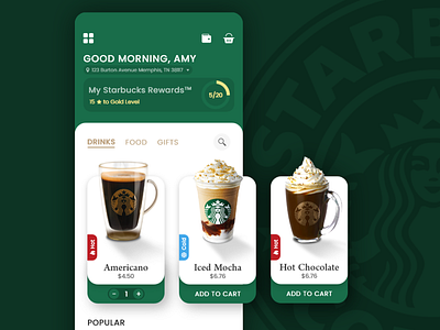 Starbucks concept mobile app design