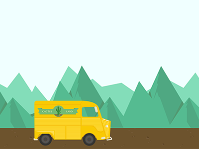 Little truck animation cactus landscape mountain parallax truck