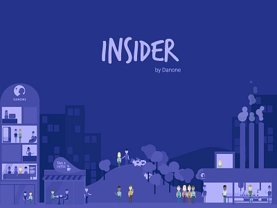 Insider blue building cow factory illustration people trees