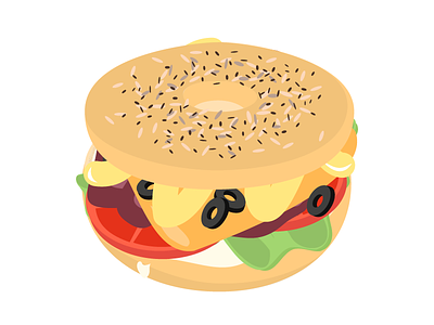 Bagel Factory bagel burger food illustration tomato