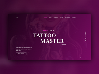 IVY - Tattoo Artist Landing Page Design adobephotoshop branding clean creative dark design figma graphic design html illustration landing page logo modern photoshop psd tattoo ui ux webdesign website