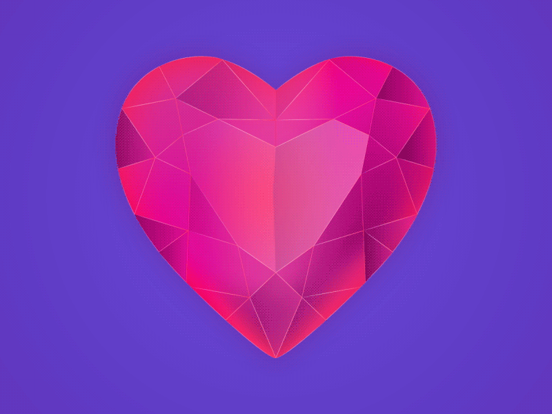 Diamond heart 2d after effect cute gradient illustrator vector
