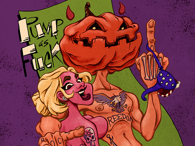 The Rock & Roll Pumpkin cartoon characters halloween illustration jack o lantern macabre pinup pumpkin punk tattoos
