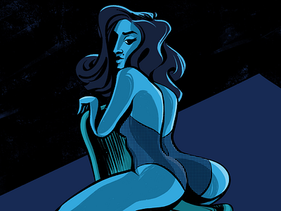 Nocturnal cartoon character illustration noir pinup procreate woman
