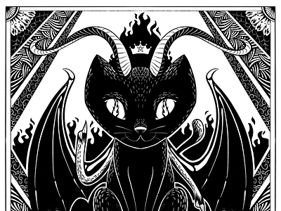 Baphocat baphomet black and white cat comic demon design drawing illustration ink lowbrow pattern satan surreal symbolism