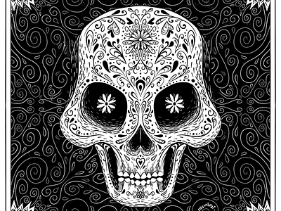 ¡Feliz Día de los Muertos! black and white comic design drawing illustration ink lowbrow mexican muerte pattern skulll surreal