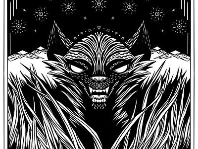 The Prowler animal beast black and white comic design drawing hyena illustration ink lowbrow myth pattern surreal