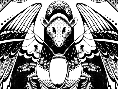 Urban Manticore animals black and white city cockroach contrast drawing illustration ink pigeon rat
