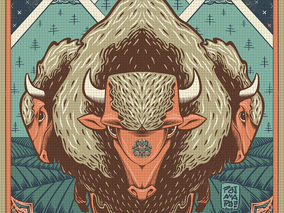 The Spirits of the West americana animal arcana bison black and white digital drawing illustration ink lowbrow mythology procreate strange symbolism western