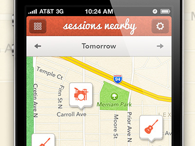 Impromptunes - Sessions Nearby app impromptunes ios map ui
