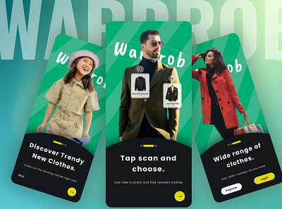 Wardrob - A mobile clothing app. app branding clothing design dress e commerce figma gimp graphic design illustration inkscape logo mobile ui uiux ux