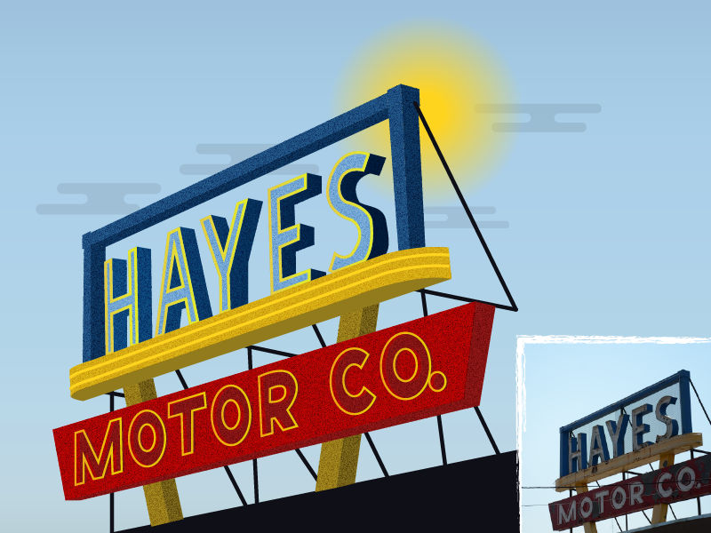Hayes Motor Company car dealership signs vintage sign old sign