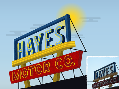 Hayes Motor Company car dealership old sign signs vintage sign