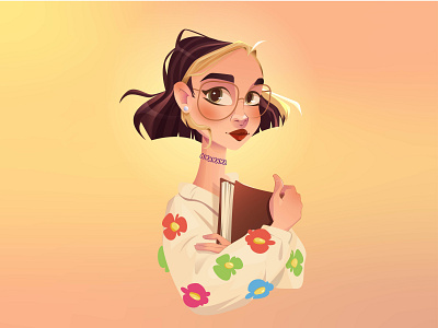 Smart and well-read vector girl adobe adobe illustrator design illustration illustrator vector vector illustration