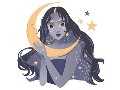Moon vector girl adobe adobe illustrator design illustration illustrator vector vector illustration