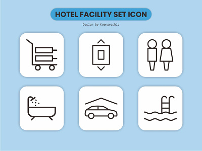 Hotel Facility Set Icon element