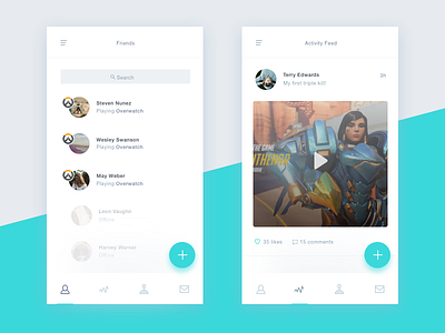 Social Gaming App app branding design gaming mobile overwatch share social ui ux