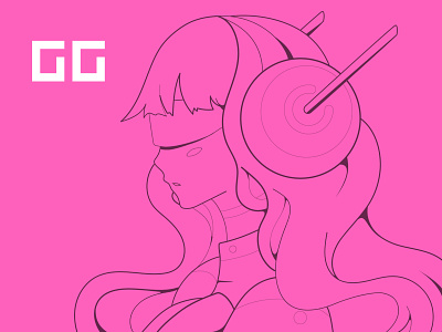 GG Headphones anime branding design music pink ui ux website