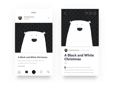 A Black and White Christmas black and white blog app christmas feed ios material monochrome news ui