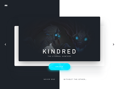 Kindred Champ Select app black and white champion diffused shadow game gaming kindred league of legends monochrome ui ux website