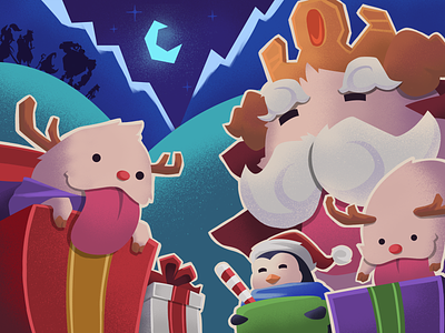Riot Holiday Card design gaming gifts holiday card illustration league of legends photoshop poro poro king riot riot games riotvisualdesign video games visual design