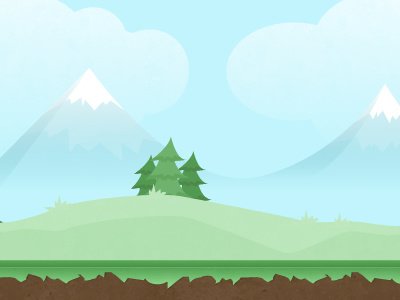 World Level 1 forest game meadow mountains platformer trees