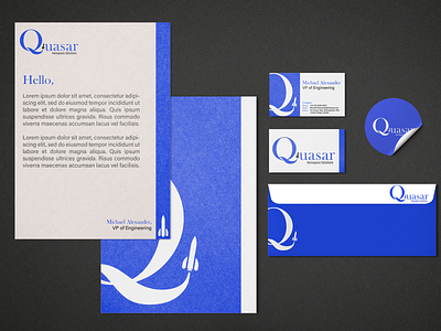 Quasar-Stationary Set branding business cards daily logo challenge design graphic design logo design stationary typography