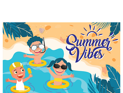 happy summer background playful children vector illustration 3d animation branding graphic design logo motion graphics ui