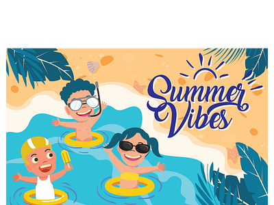 happy summer background playful children vector illustration