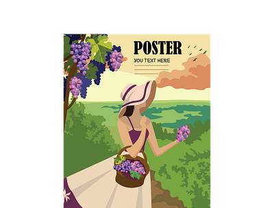 summer vacation poster young woman vector design good vibes
