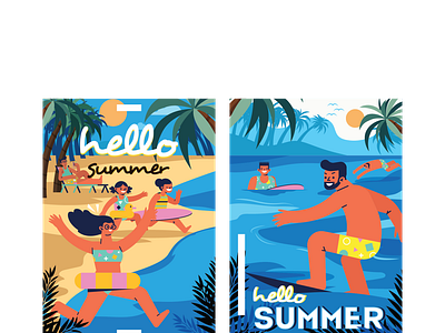 summer vacation poster beach vector design