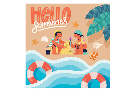 summer vacation banner playful kids vector design good vibes