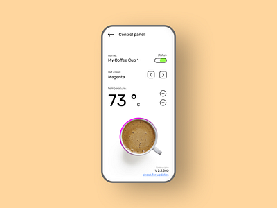 Smart Coffee Cup Dashboard UI