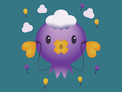 Drifloon balloon character cloud cute draw ghost illustration pokemon vector