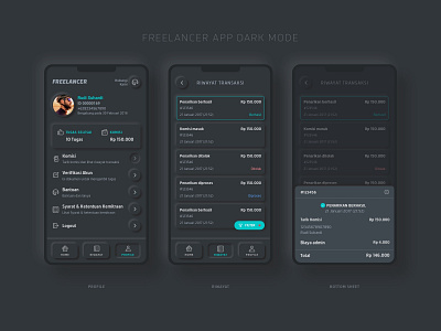 Freelancer App Dark Mode Neumorphism concept