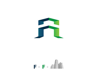FF Building Logo blue green brand building logo ff logo logo property property logo