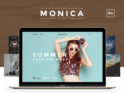 Monica Creative UI Kit bootstrap corporate creative grid modern psd style ui kit web