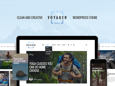 Voyager blog clean fashion food light style theme traveler wordpress