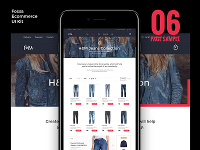 Fossa Ecommerce Page Samples banners ecommerce fashion red shop slider store ui. kit. ui kit