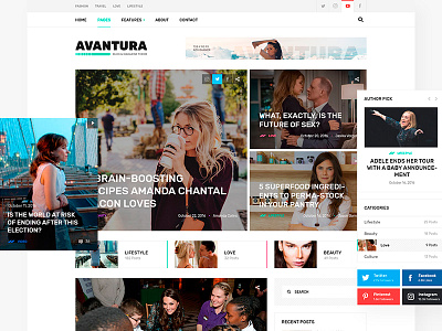 Avantura Blog & Magazine Theme blog. mazagine news template theme wordpress