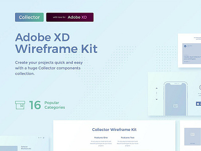 Collector Wireframe Web Kit adobe xd kit photoshop templates web wireframe xd