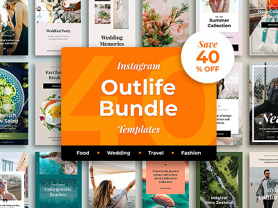 Outlife 40 Instagram Templates banners fashion food instagram media social templates travel wedding