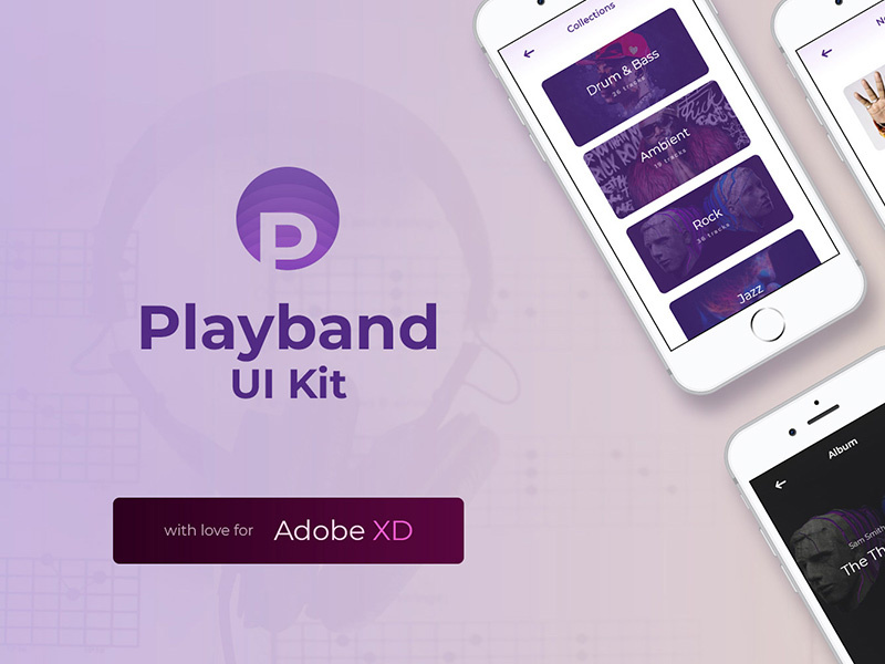 Playband Free Music UI Kit style song track templates adobe xd kit ui music free