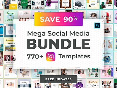 MEGA Social Media Bundle banner facebook instagram layout marketing photoshop pinterest psd social social media templates youtube