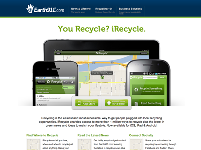 iRecycle Landing Page android app ios ipad iphone mobile