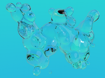 36 Days of Type - W 36days w 36daysoftype c4d cinema4d metaball particles water