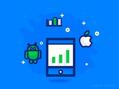 Mobile evaluation android banner chart icon illustrations internet ios mobile