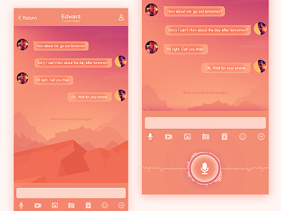 massage ui app avatar chat dashan gradient icon interaction massage orange scenery illustrations ui voice