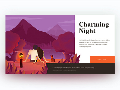 Illustration Portfolio "Heart" - Charming Night animation brand design characters flat design illustrations landing page typography ui ux user experience user interface web website