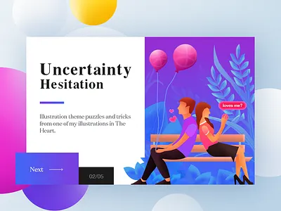 Illustration Portfolio "Heart" - Uncertainty Hesitation animation brand design characters flat design illustrations landing page typography ui ux user experience user interface web website